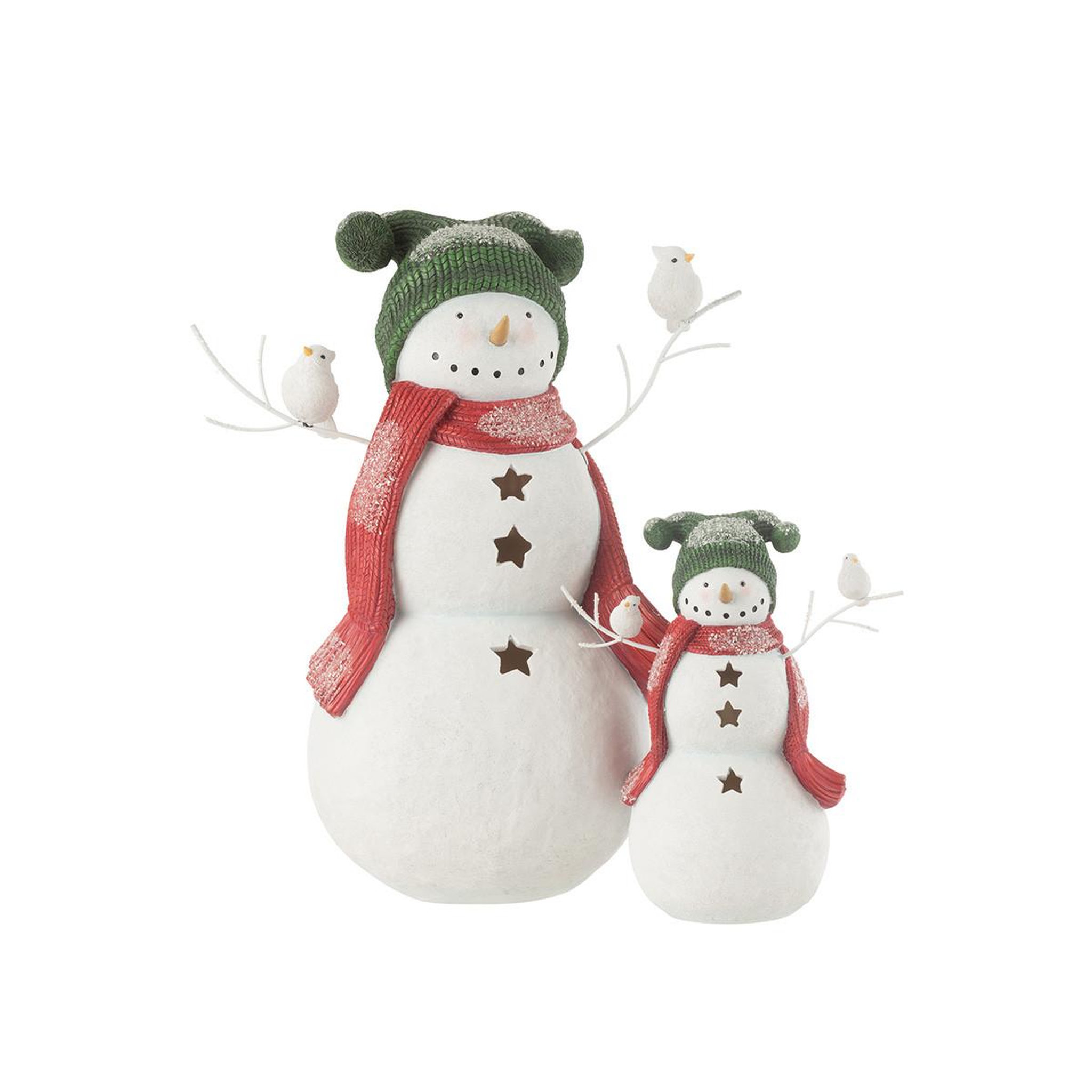 Voir la diapositive 2 : J-LINE Bonhomme de neige déco  oiseaux  27cm multicolore