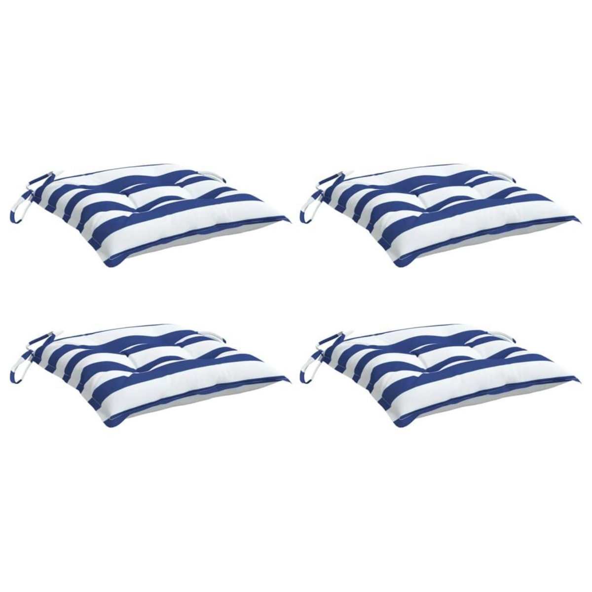 VIDAXL Coussins de chaise lot de 4 rayures bleues blanches 40x40x7 cm