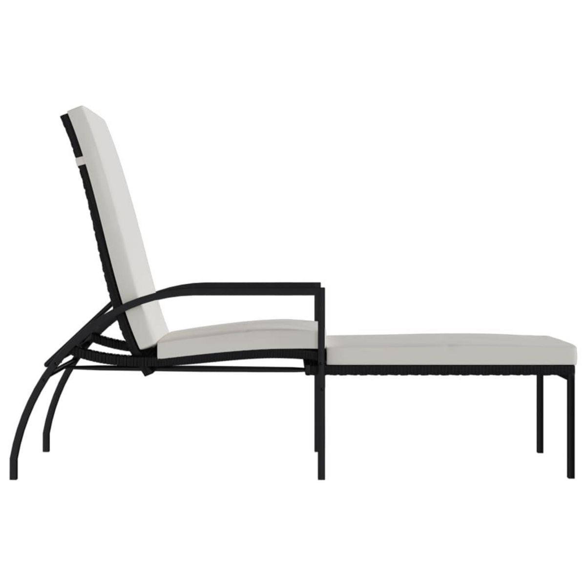 VIDAXL Chaise longue avec repose-pied Resine tressee Noir