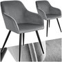 Voir la diapositive 1 : tectake Chaise style scandinave rembourrée aspect velours gris/noir Lot de 2