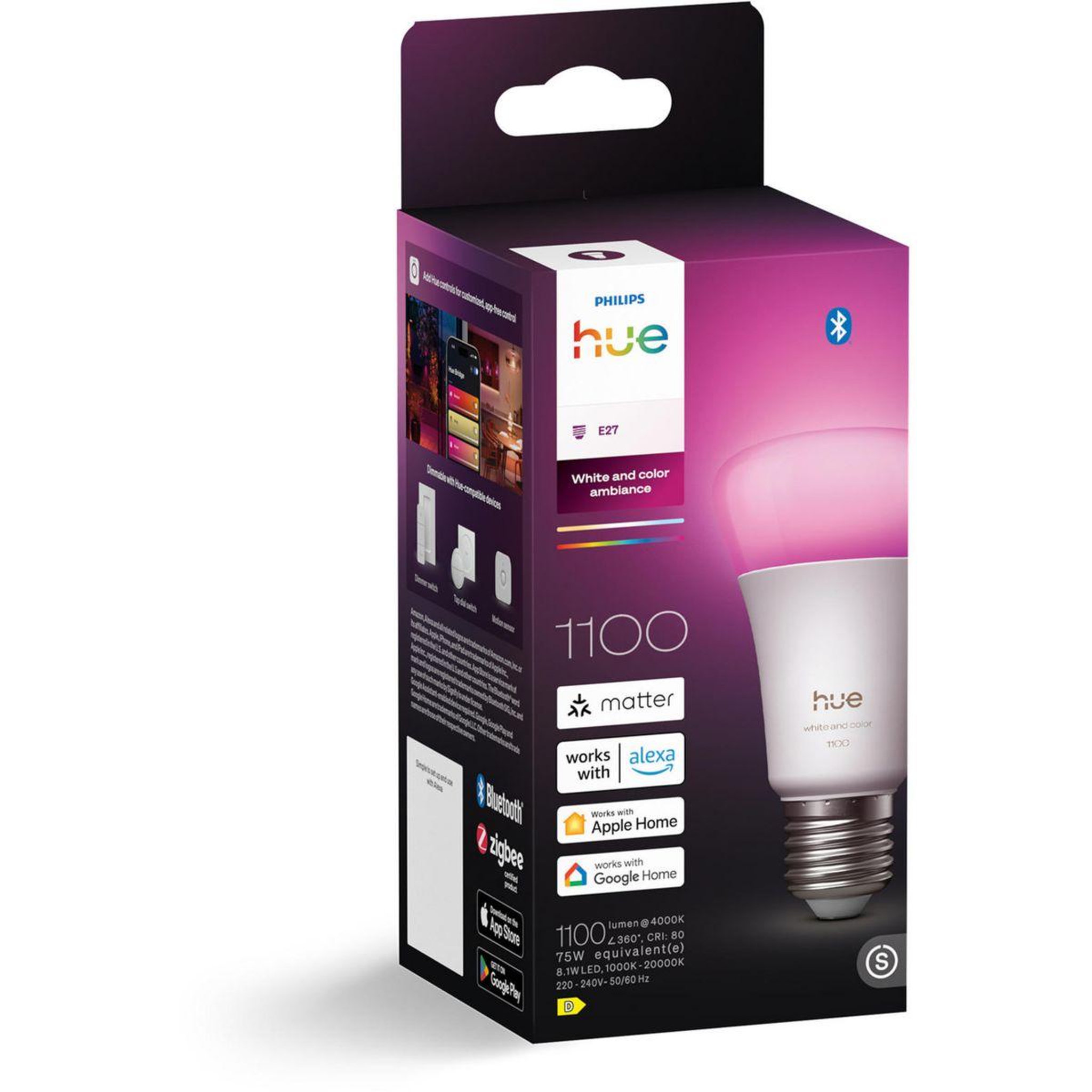 PHILIPS HUE Ampoule led connectée e27 white&color ambiance 75w