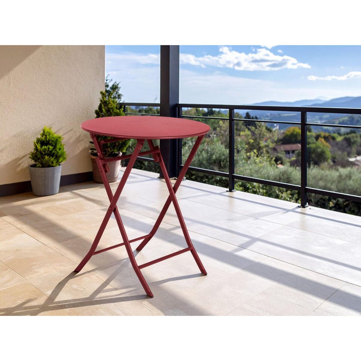 HESPERIDE Table de jardin ronde Greensboro Ø 60 cm Groseille - Hespéride