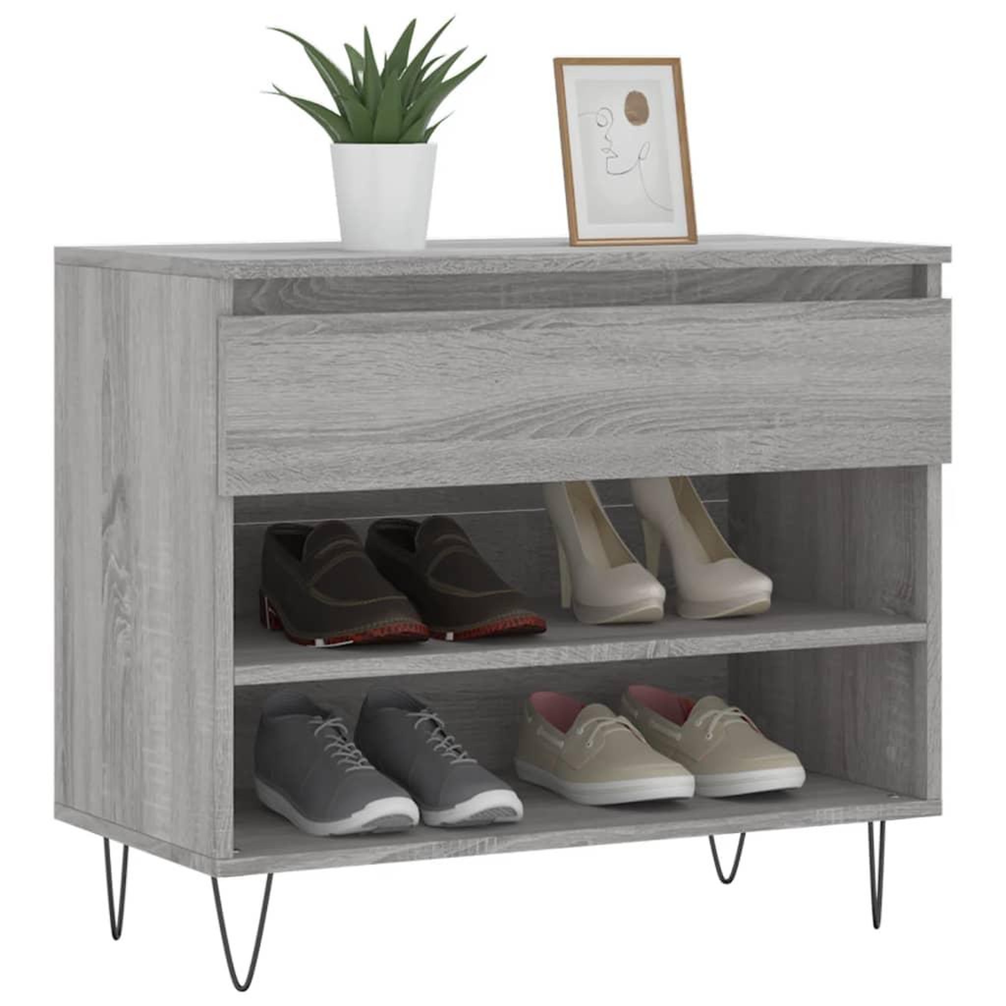 Voir la diapositive 3 : VIDAXL Armoire a chaussures Sonoma gris 70x36x60 cm Bois d'ingenierie