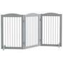 Voir la diapositive 1 : PAWHUT Barrière de sécurité chien pliable 3 plaques 2 pieds de soutien H.80 cm gris
