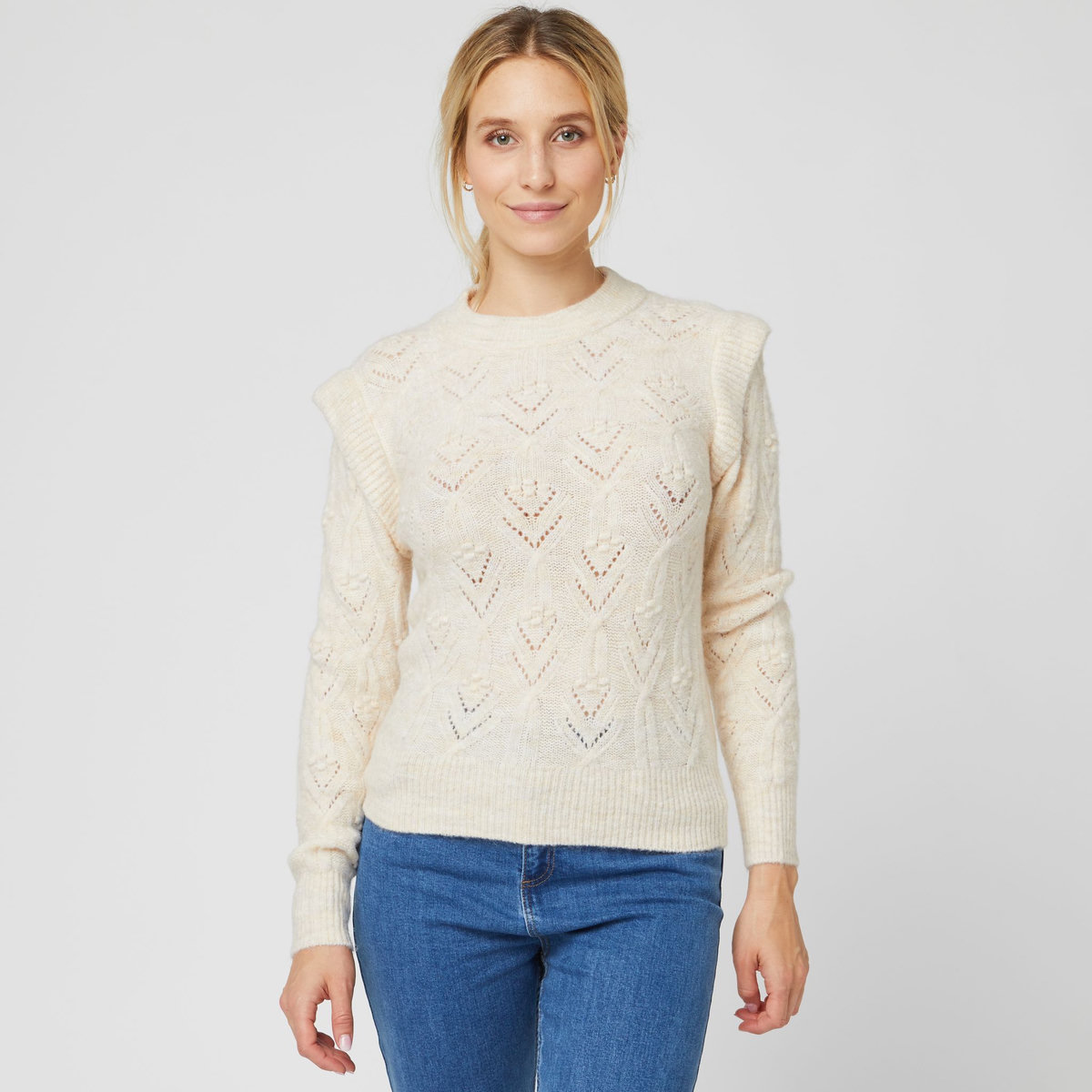 IN EXTENSO Pull beige en maille femme
