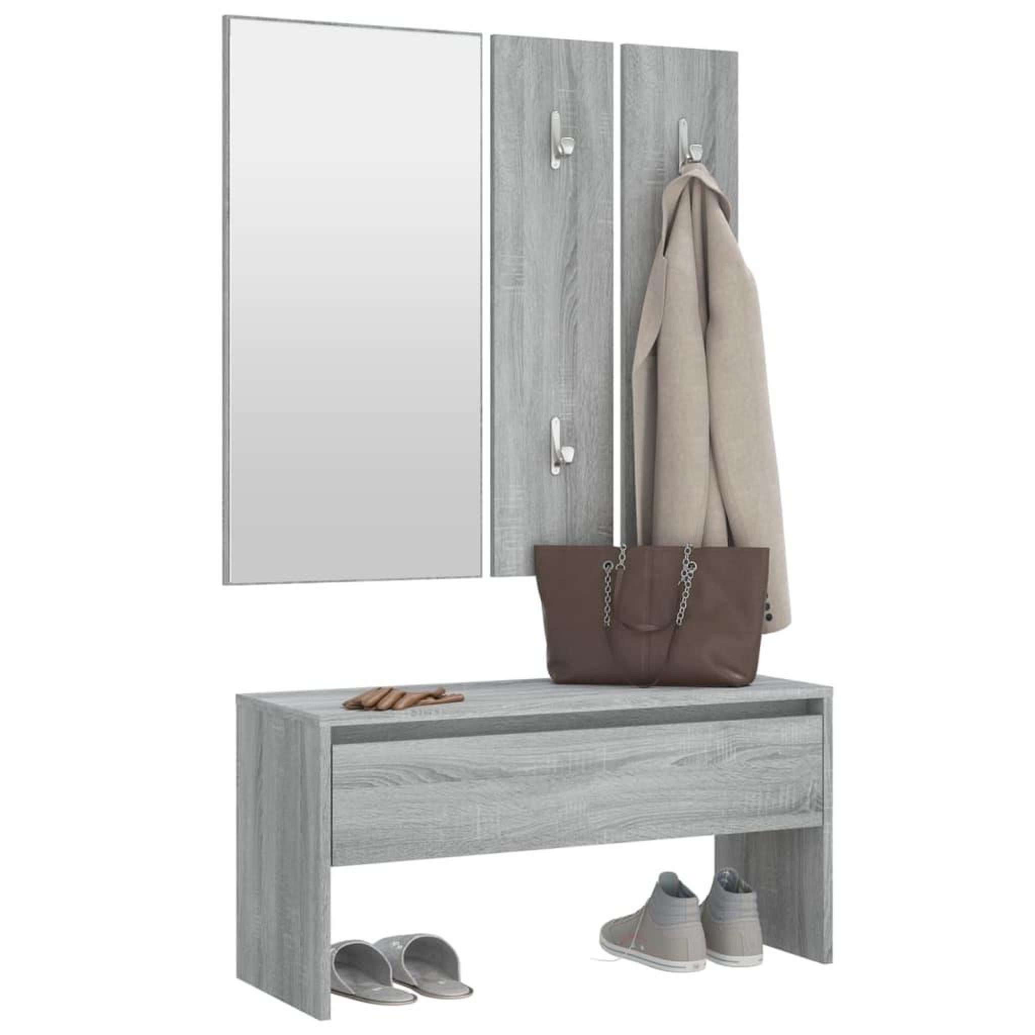 Voir la diapositive 4 : VIDAXL Ensemble de meubles de couloir Sonoma gris Bois d'ingenierie