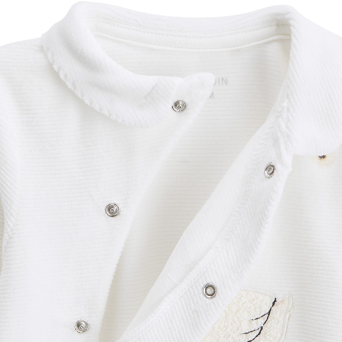 Petit Béguin Pyjama bébé en velours ouverture croisée Perle