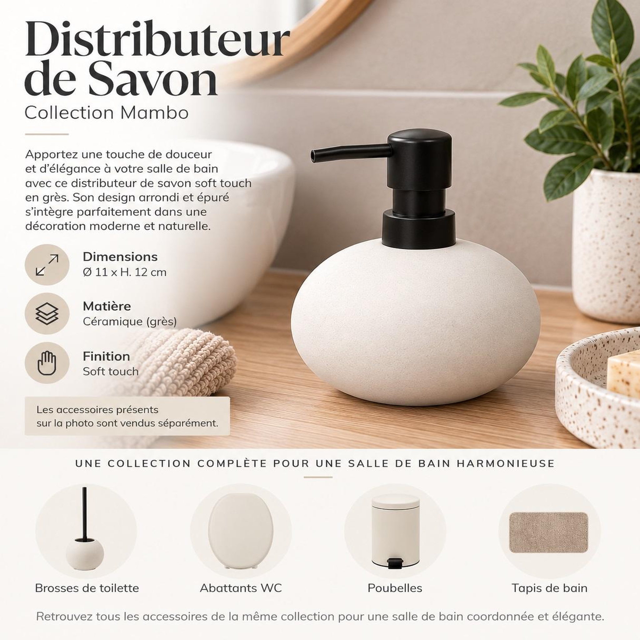 Voir la diapositive 3 : Eden Distributeur de savon gres mambos