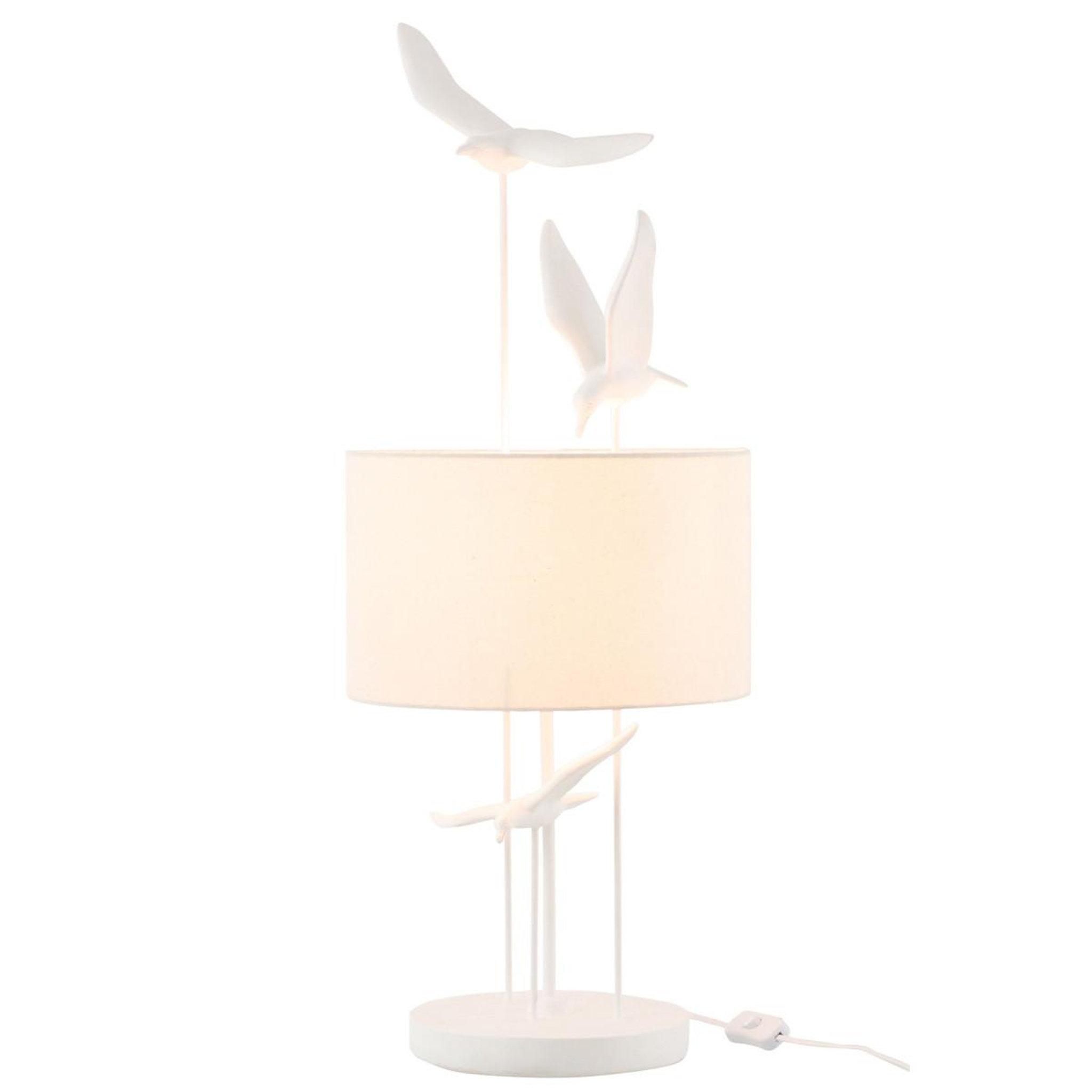 Voir la diapositive 2 : J-LINE Lampe à poser  oiseaux  79cm blanc