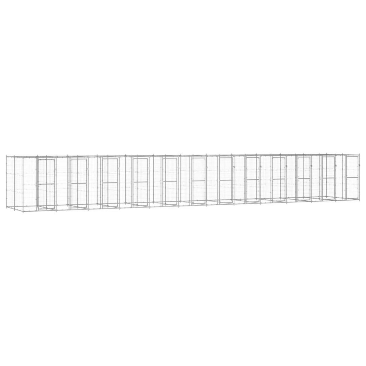 VIDAXL Chenil exterieur Acier galvanise 29,02 m²