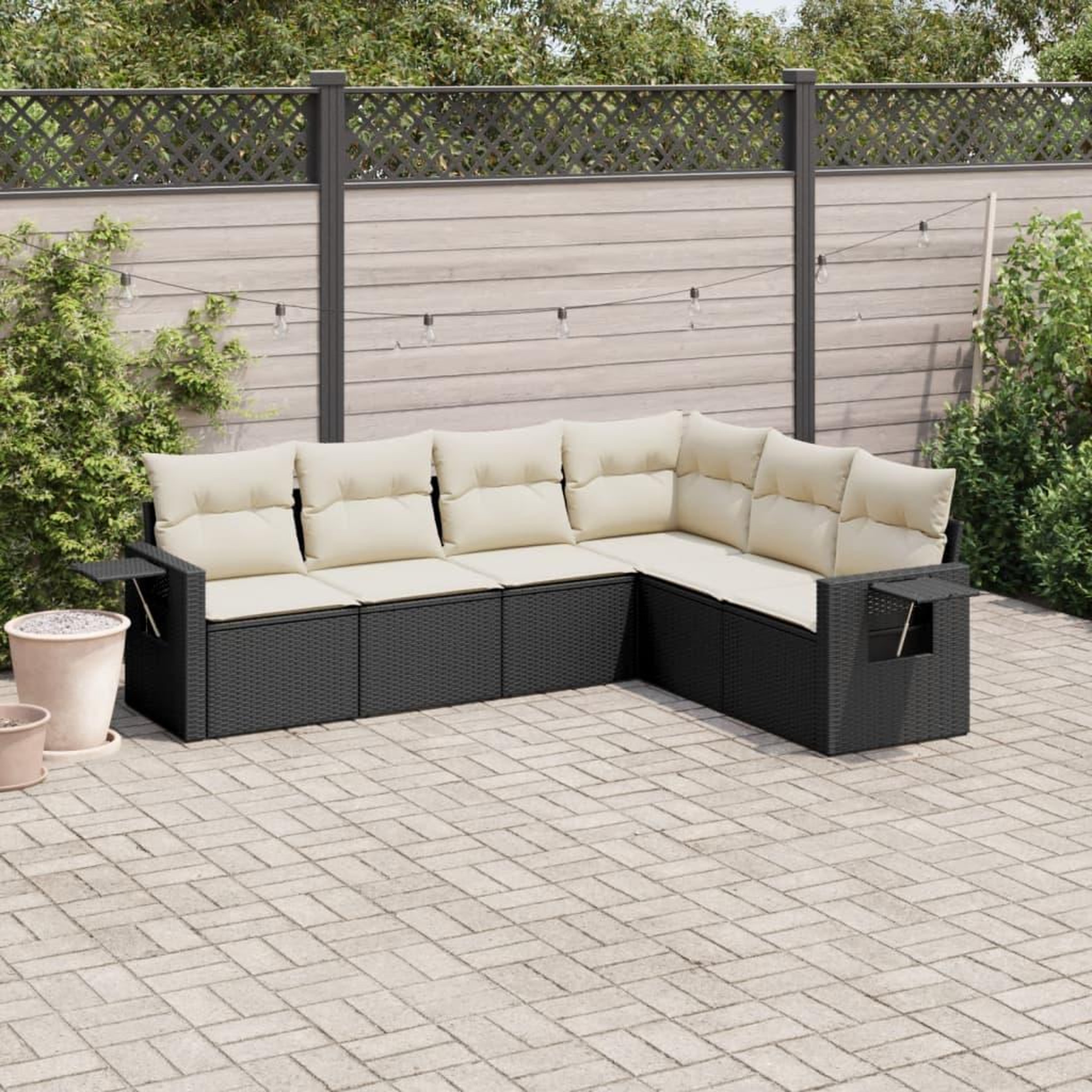 VIDAXL Salon de jardin 6 pcs avec coussins noir resine tressee