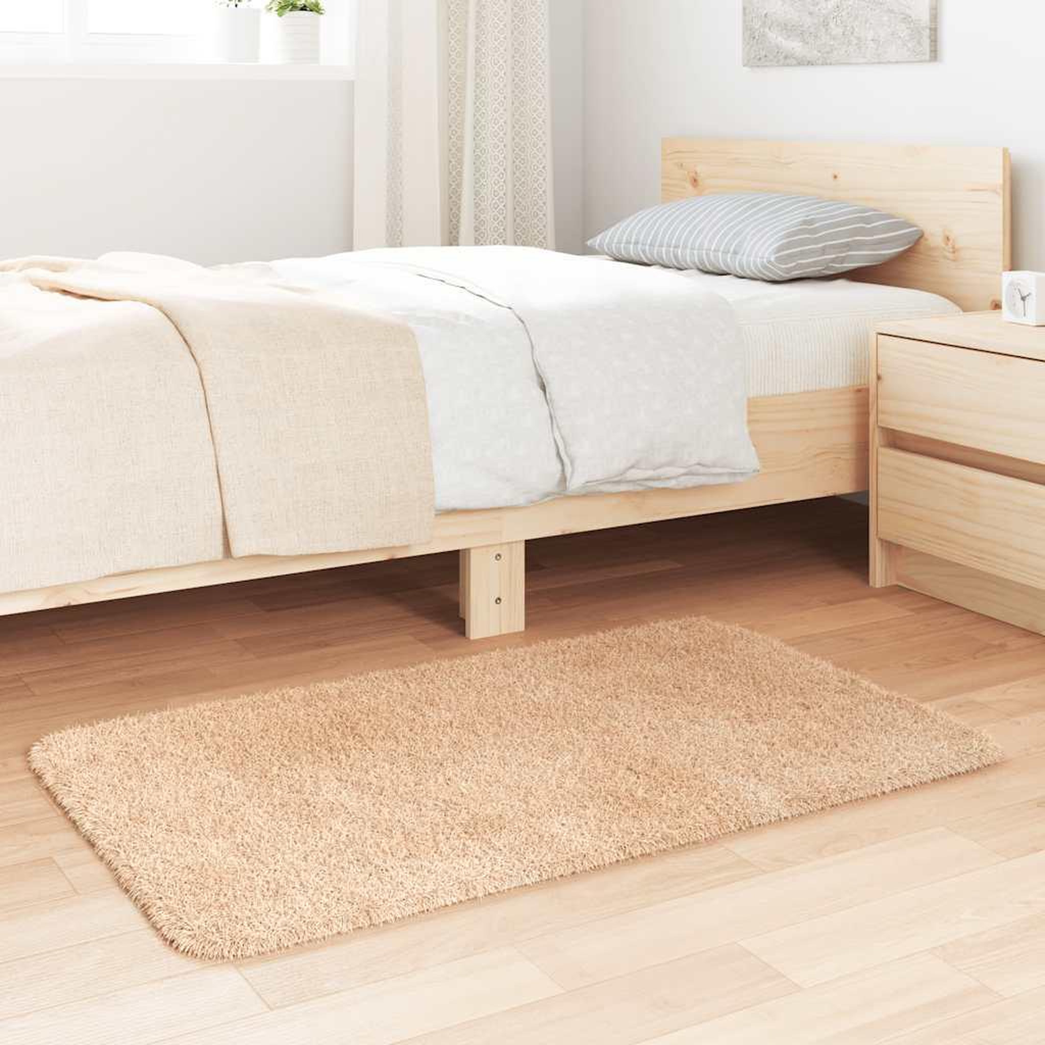 Voir la diapositive 3 : VIDAXL Tapis Shaggy a poils longs NAVARRA beige 60x100 cm polyester
