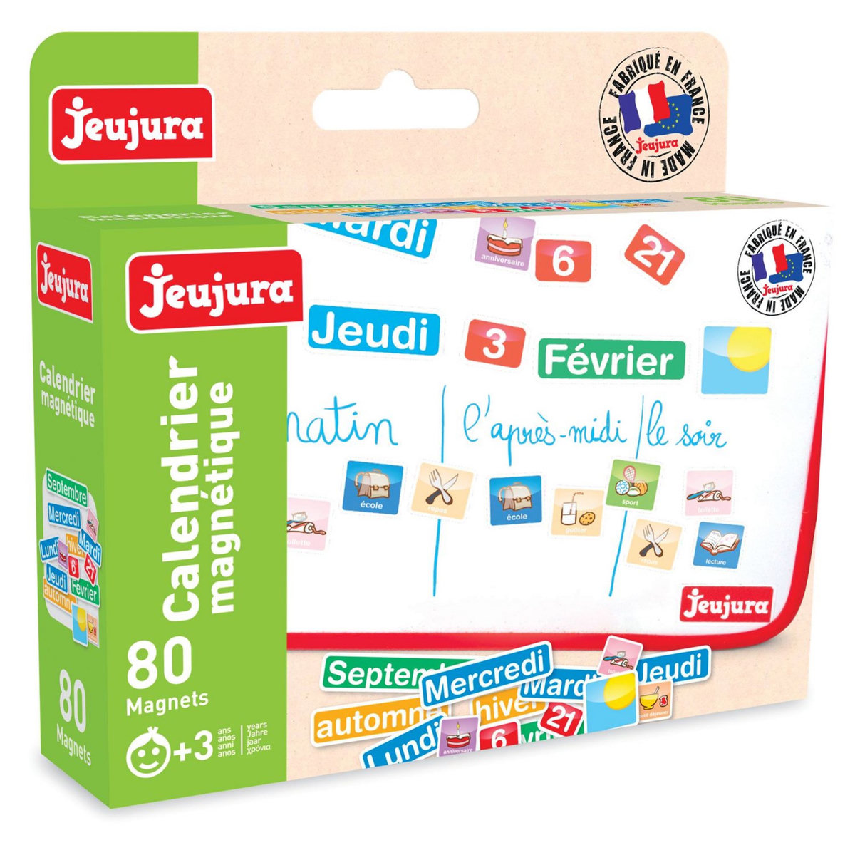 JEUJURA Coffret Magnets Calendrier - 80 caractères