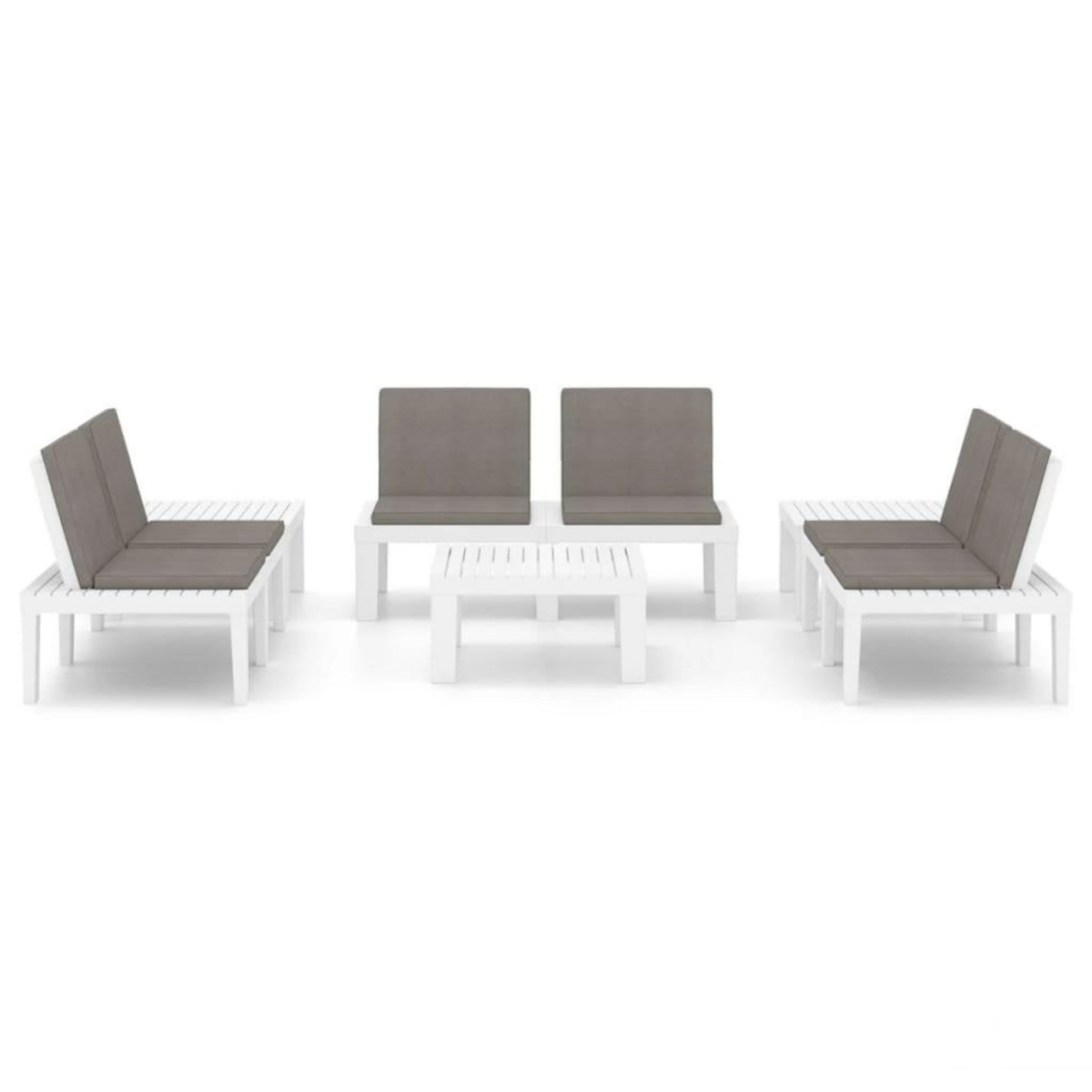 VIDAXL Salon de jardin 6 pcs avec coussins Plastique Blanc