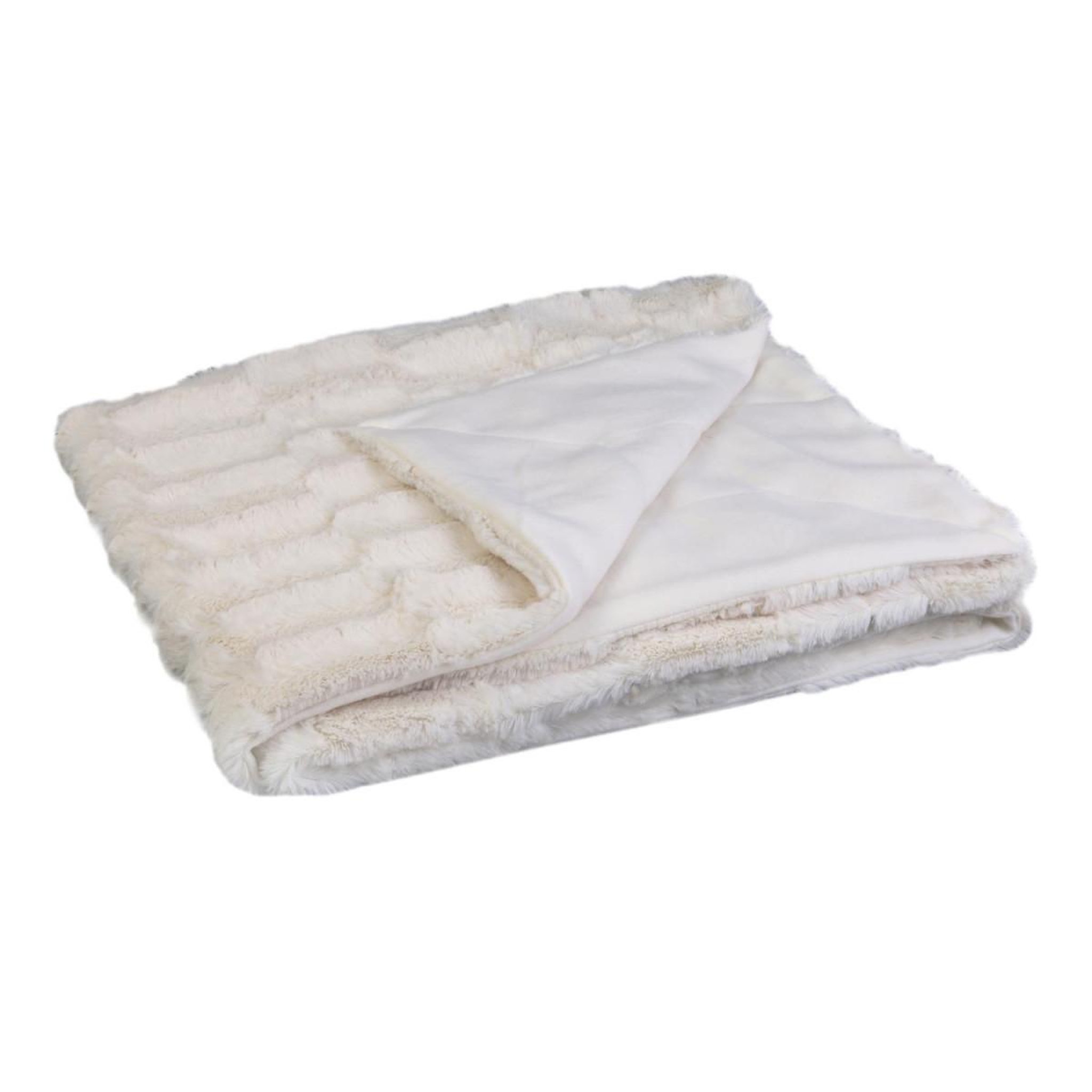 The Home Deco Factory Plaid imitation fourrure  a anse  120x150cm blanc
