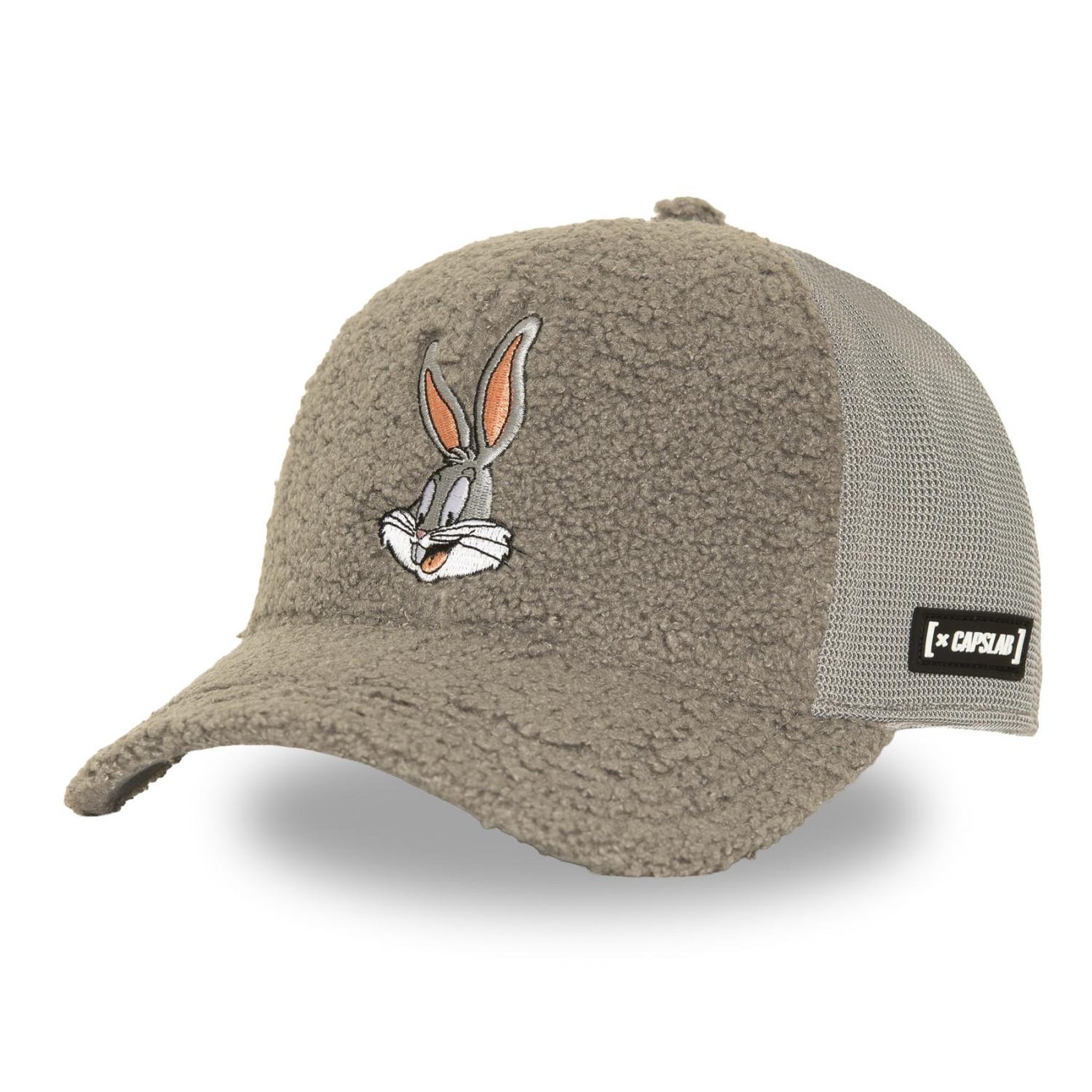 CAPSLAB Casquette baseball avec filet et broderie looney tunes bunny. Coloris disponibles : Gris