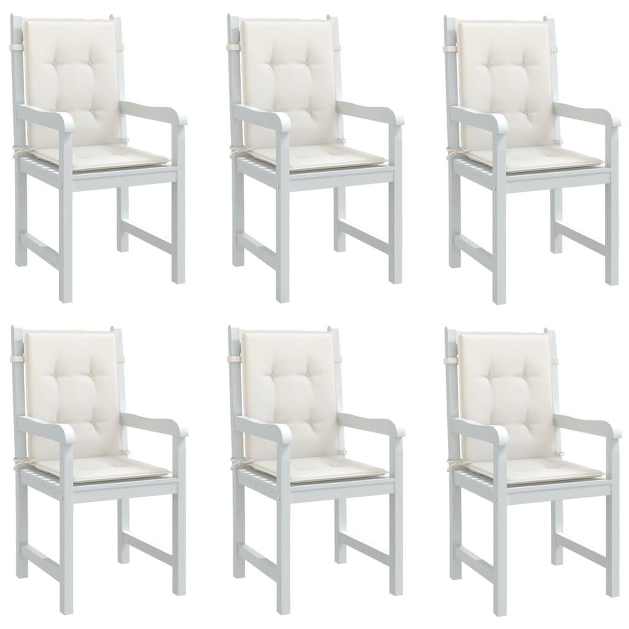 VIDAXL Coussins de chaise a dossier bas lot de 6 creme melange tissu