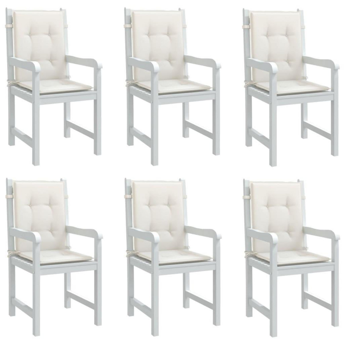 VIDAXL Coussins de chaise a dossier bas lot de 6 creme melange tissu