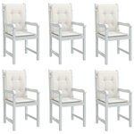 VIDAXL Coussins de chaise a dossier bas lot de 6 creme melange tissu