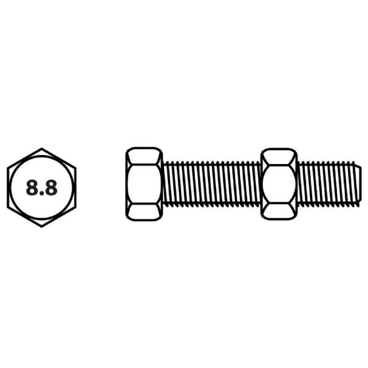  Boulon tête hexagonale et écrou Vissal finition zinguée Ø4 x 25 mm  lot de 18