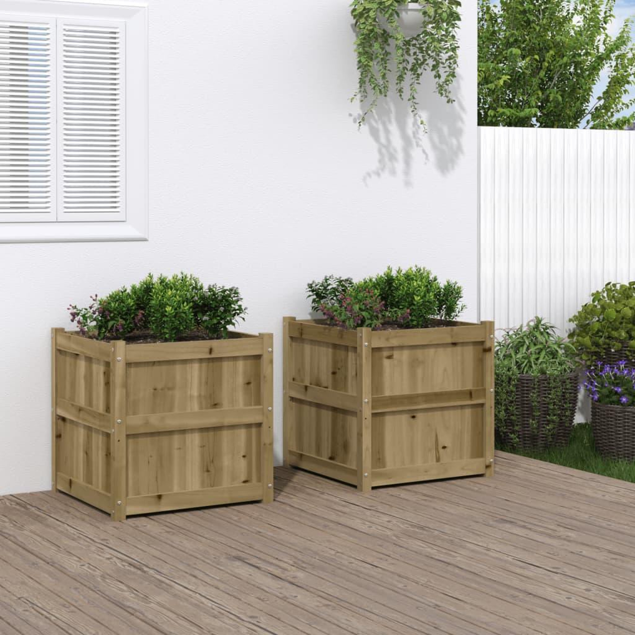 VIDAXL Jardinieres 2 pcs bois de pin impregne