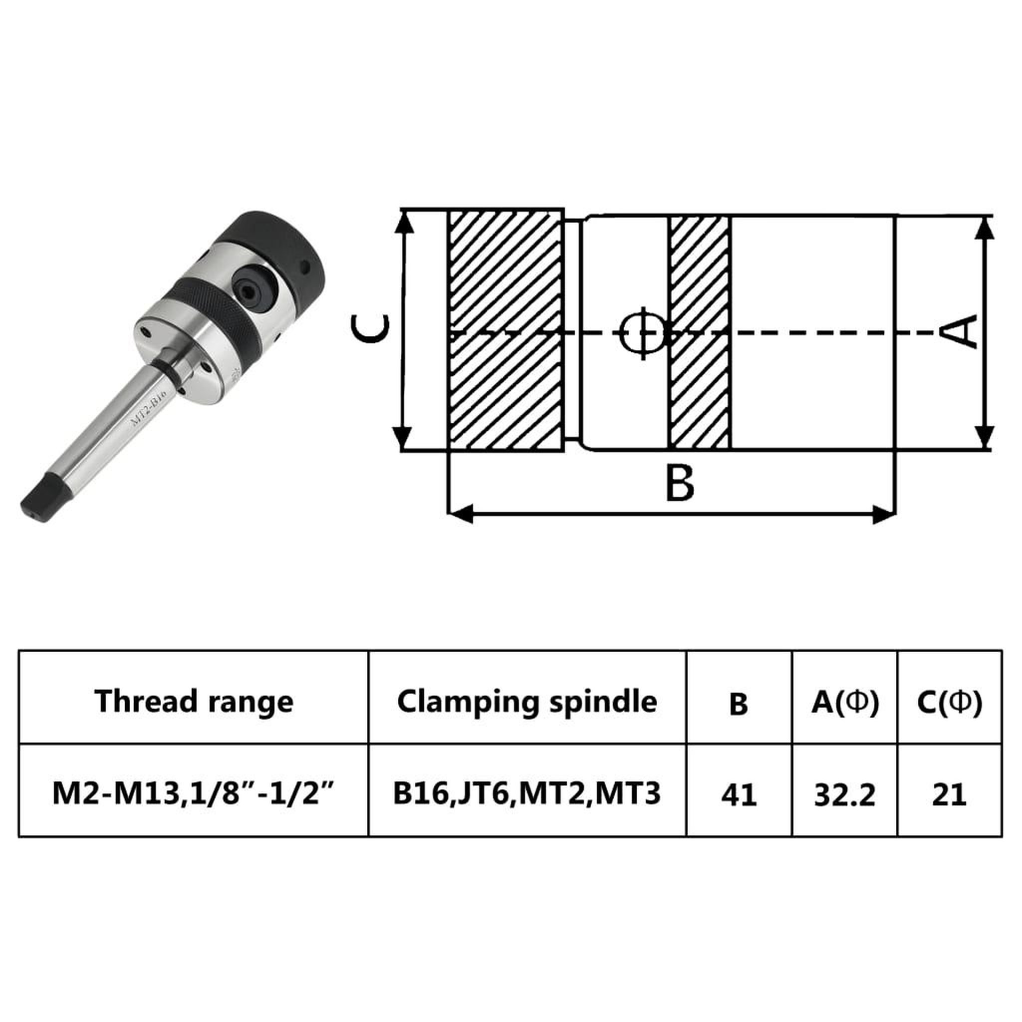 Voir la diapositive 6 : VIDAXL Mandrin de taraudage B16 et tige MT2 de filetage interne M2-M13