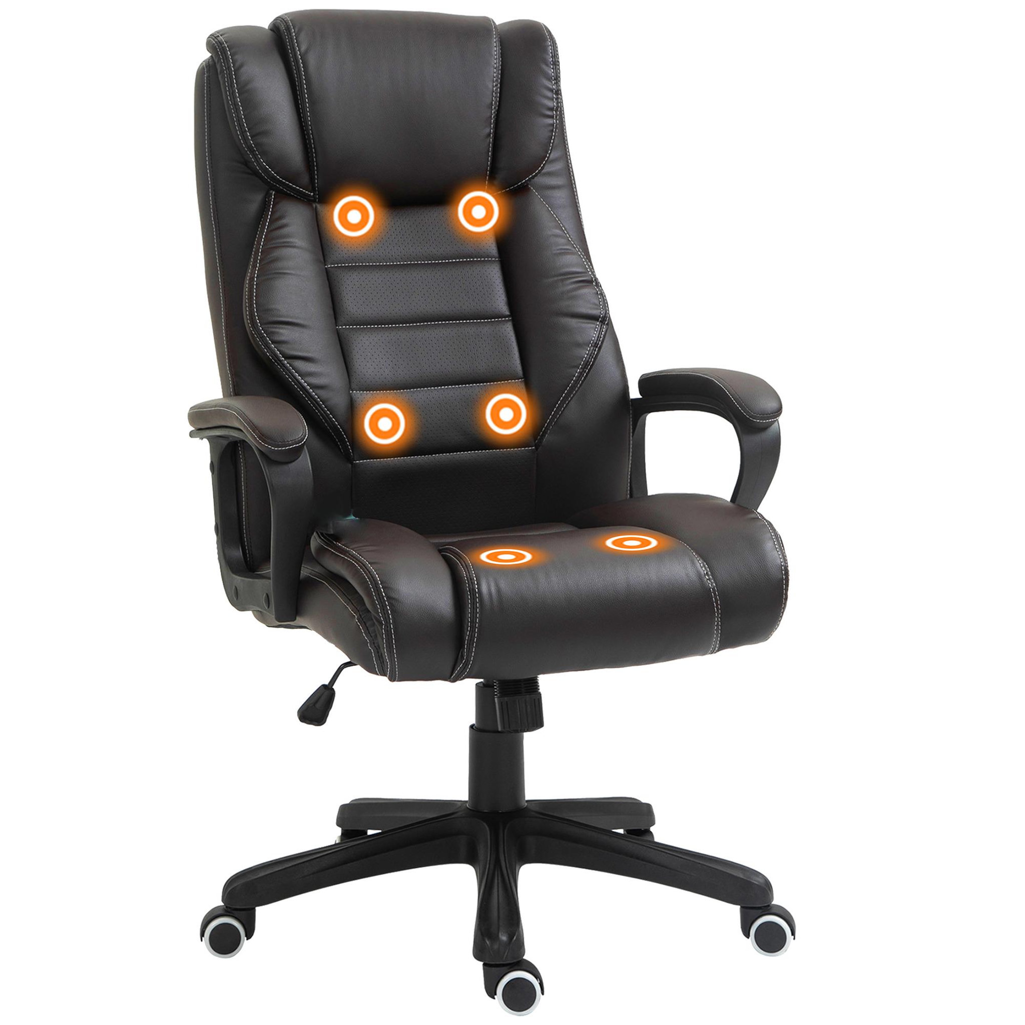 VINSETTO Fauteuil de bureau direction massant grand confort hauteur réglable fonction dossier à bascule revêtement synthétique chocolat
