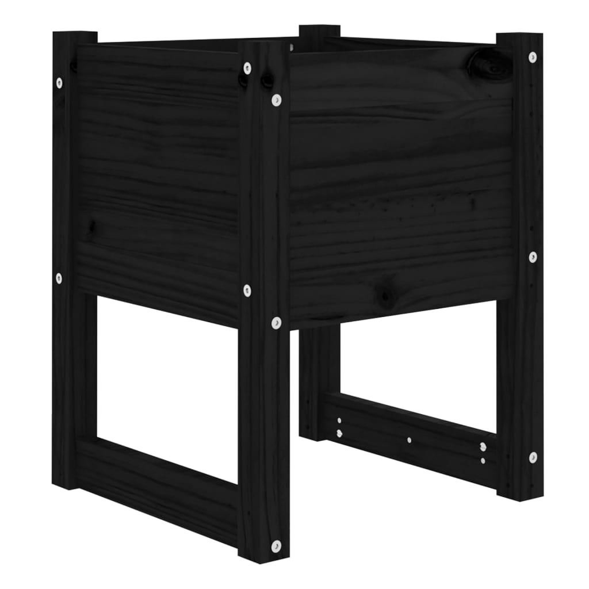 Voir la diapositive 4 : VIDAXL Jardinieres 2 pcs Noir 40x40x52,5 cm Bois massif de pin