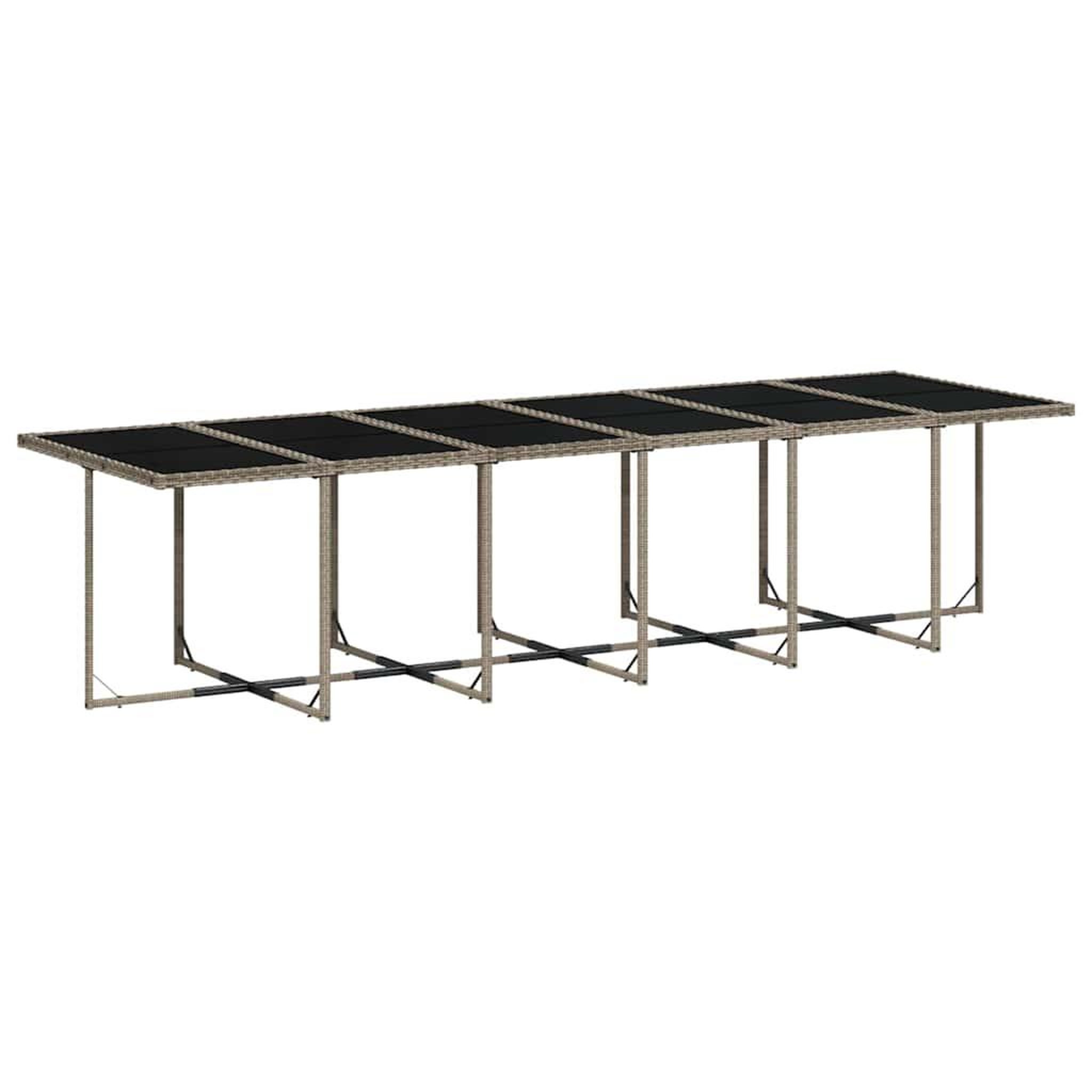 Voir la diapositive 4 : VIDAXL Ensemble a manger de jardin coussins 13 pcs gris resine tressee