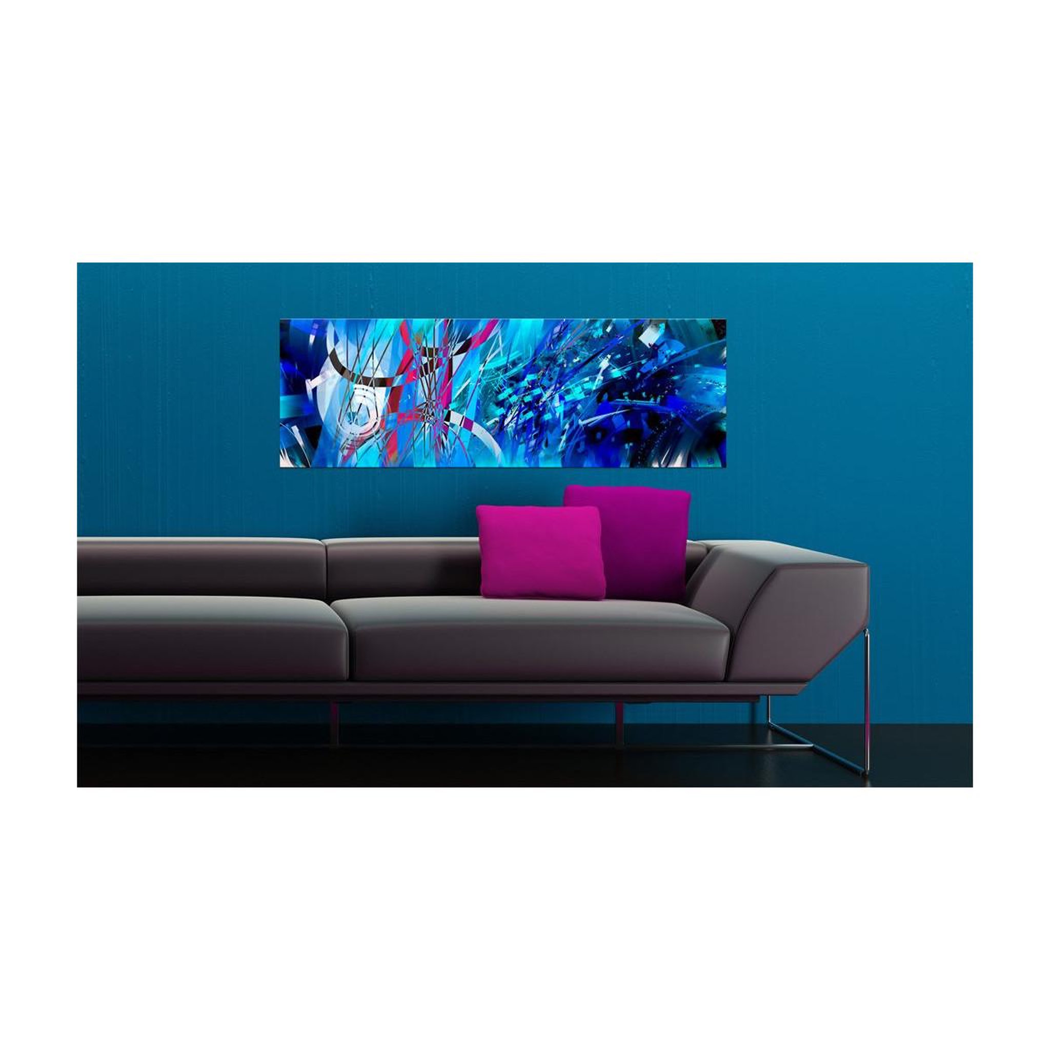 Voir la diapositive 2 : Paris Prix Tableau Imprimé  Pluie Turquoise