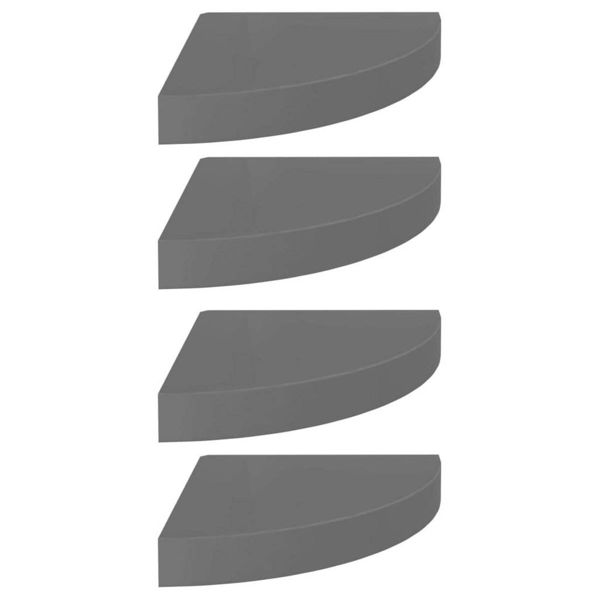 VIDAXL Etageres d'angle flottantes 4 pcs gris brillant 25x25x3,8cm MDF