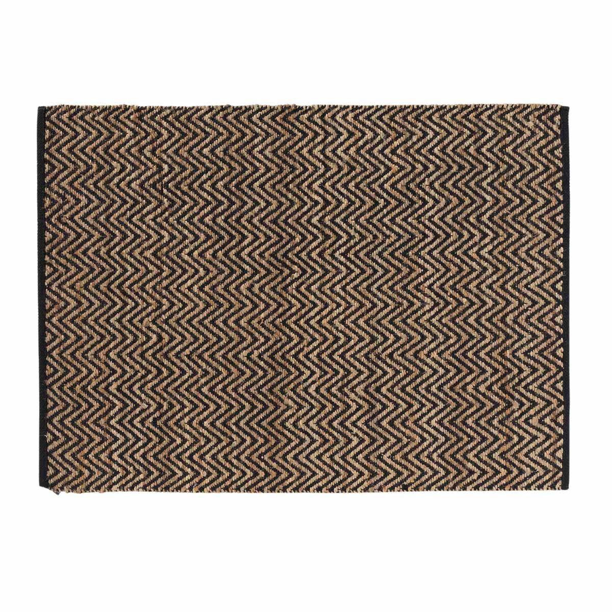 Voir la diapositive 1 : Douceur d'Intérieur Tapis déco en jute  zigzag  120x170cm noir & beige