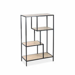 SWEEEK Etagère en métal noir et décor bois - Loft - bibliothèque 4 niveaux. L 69 x l 33 x H 113.5cm