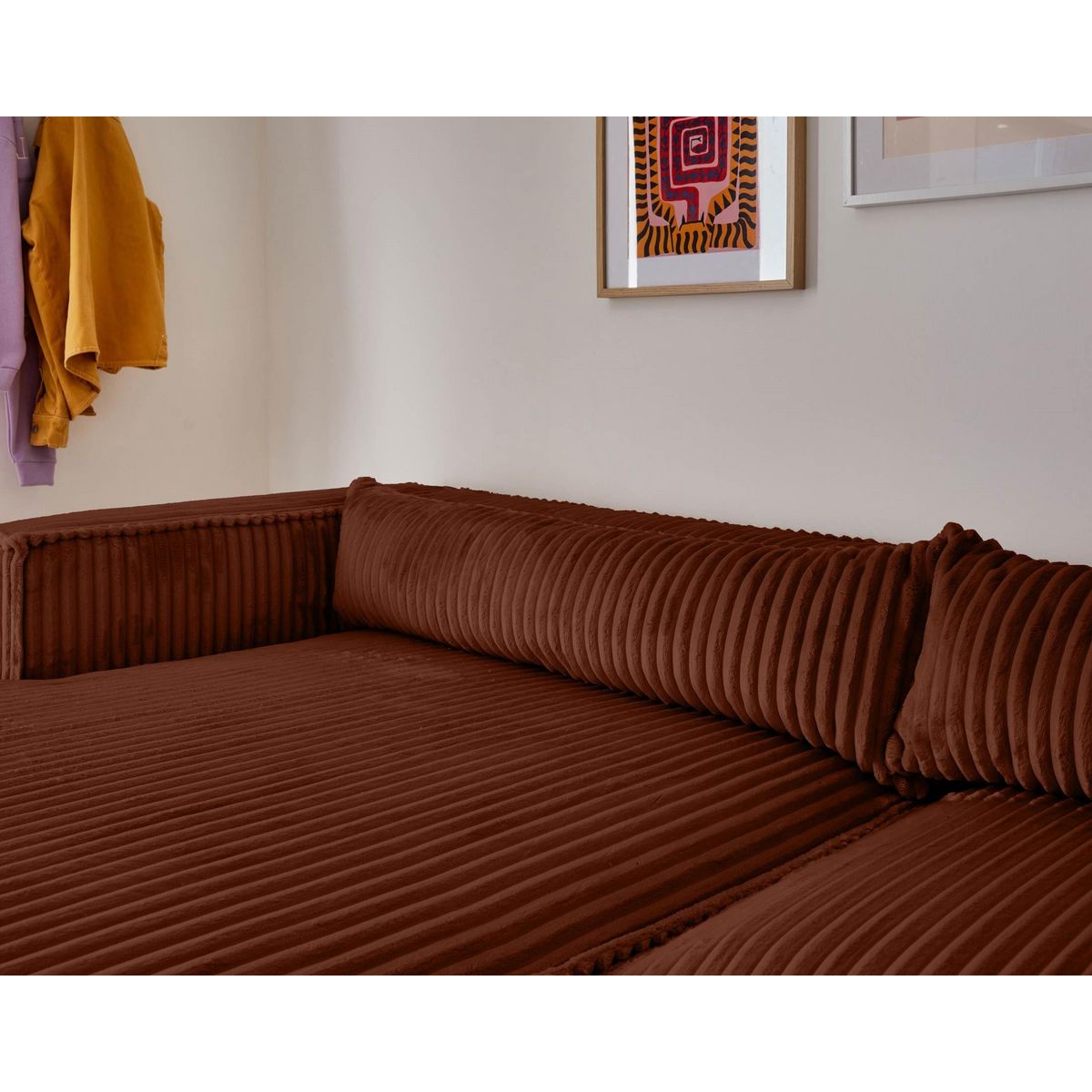 LISA DESIGN Ela - canapé d'angle gauche - 4 places - en velours côtelé grosses côtes