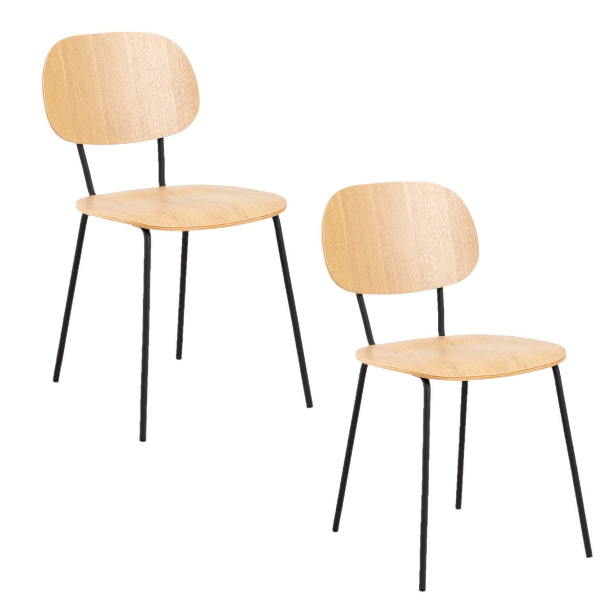 Voir la diapositive 1 : TOILINUX Lot de 2 chaises Daphné en bois et métal - Beige et noir