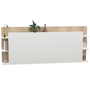 Voir la diapositive 1 : ID MARKET Tête de lit sur pied CIRI pour lit 140 et 160 cm avec rangements blanc et bois
