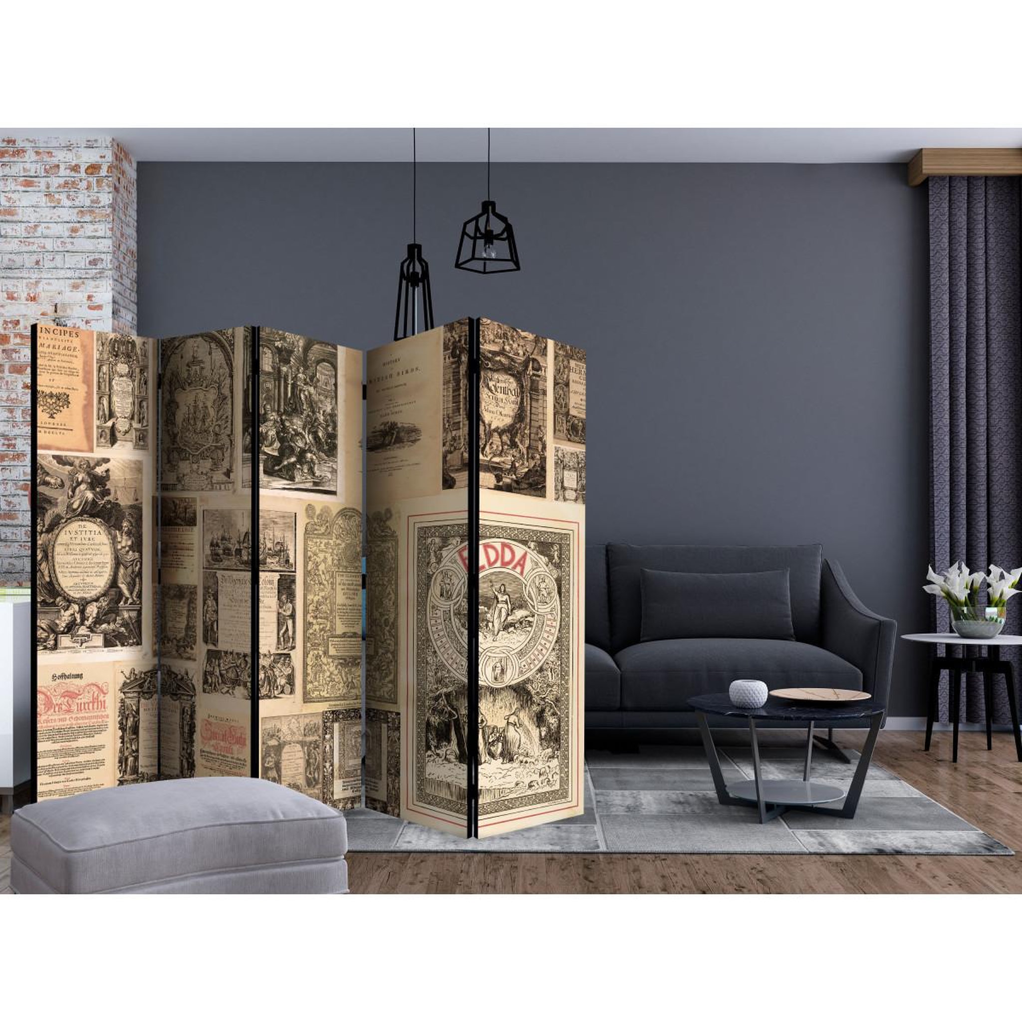 Voir la diapositive 2 : Paris Prix Paravent 5 volets  vintage books  172x225cm