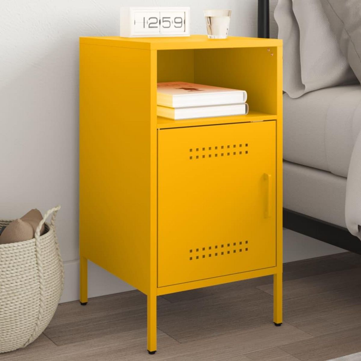 VIDAXL Table de chevet jaune moutarde 36x39x68 cm acier