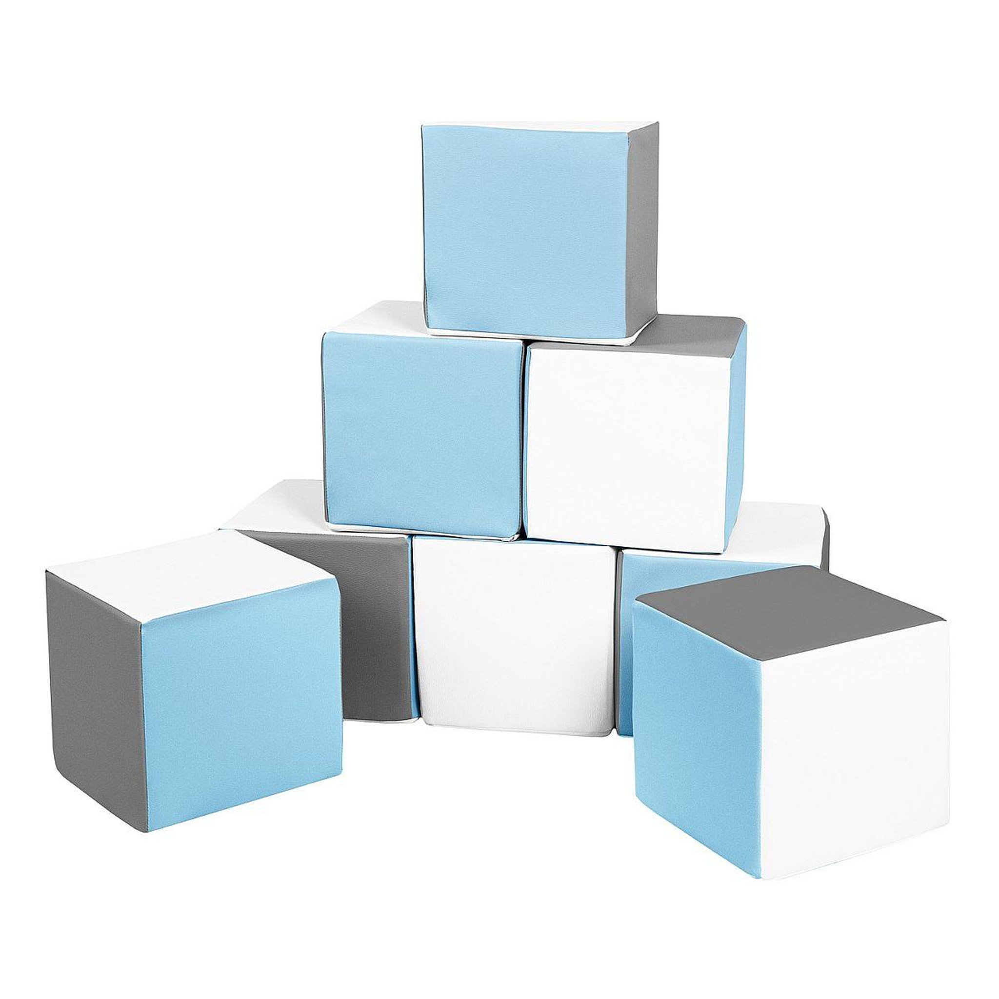 VELINDA Lot cubes xxl mousse 8 pcs blanc, bleu clair, gris