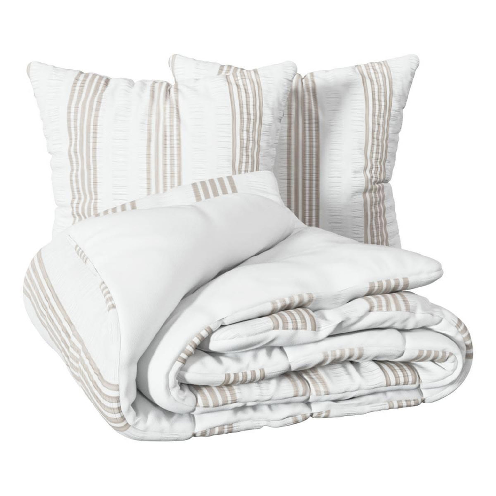 ATMOSPHERA Parure de lit 3 pièces  stripes  240x220cm blanc