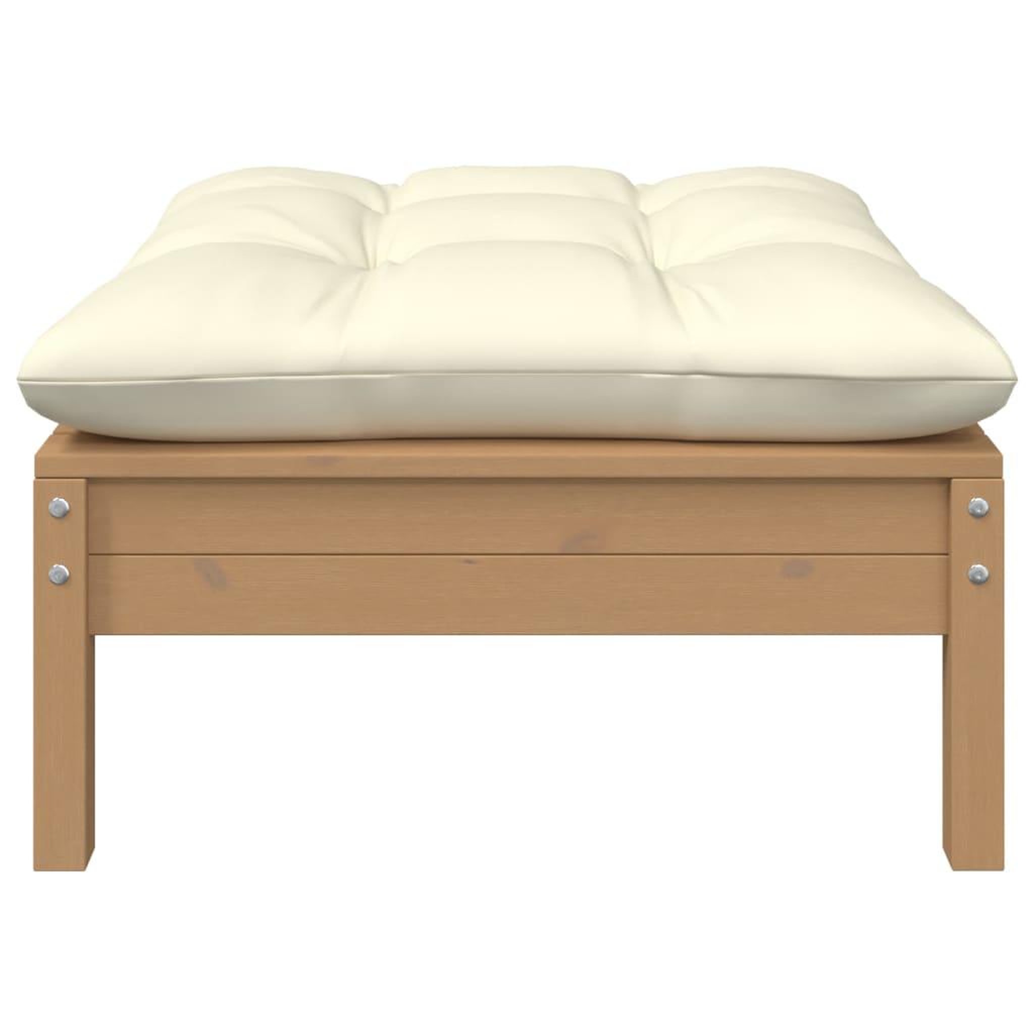 Voir la diapositive 3 : VIDAXL Canape 2 places de jardin et coussins creme bois de pin solide