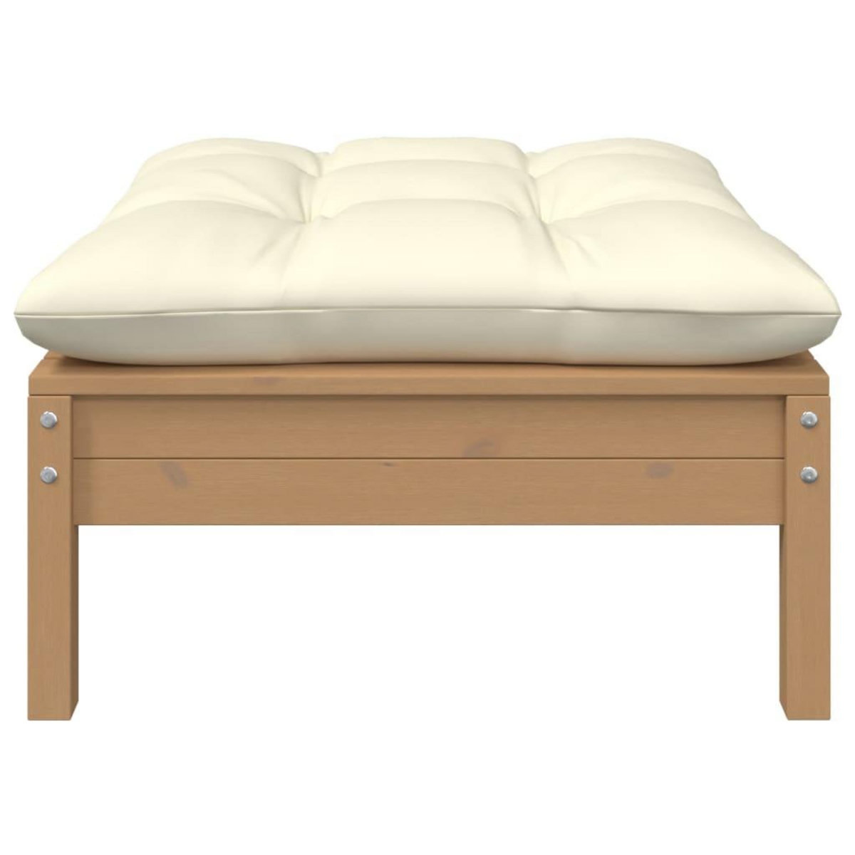 VIDAXL Canape 2 places de jardin et coussins creme bois de pin solide