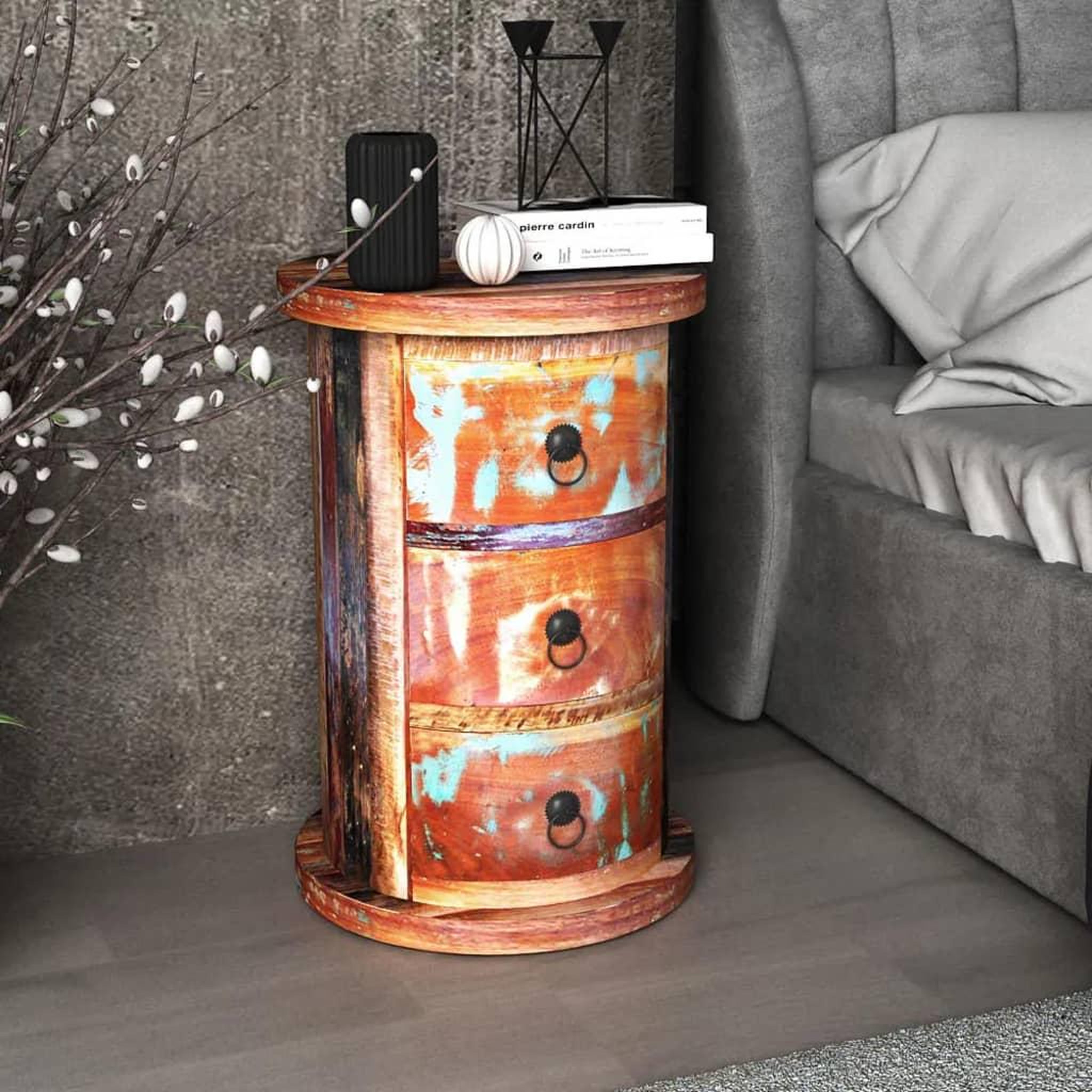Voir la diapositive 2 : VIDAXL Armoire avec 3 tiroirs bois de recuperation massif