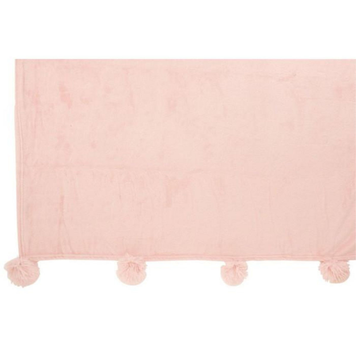 Paris Prix Plaid Déco à Pompons  Polyes  130x170cm Rose Poudré