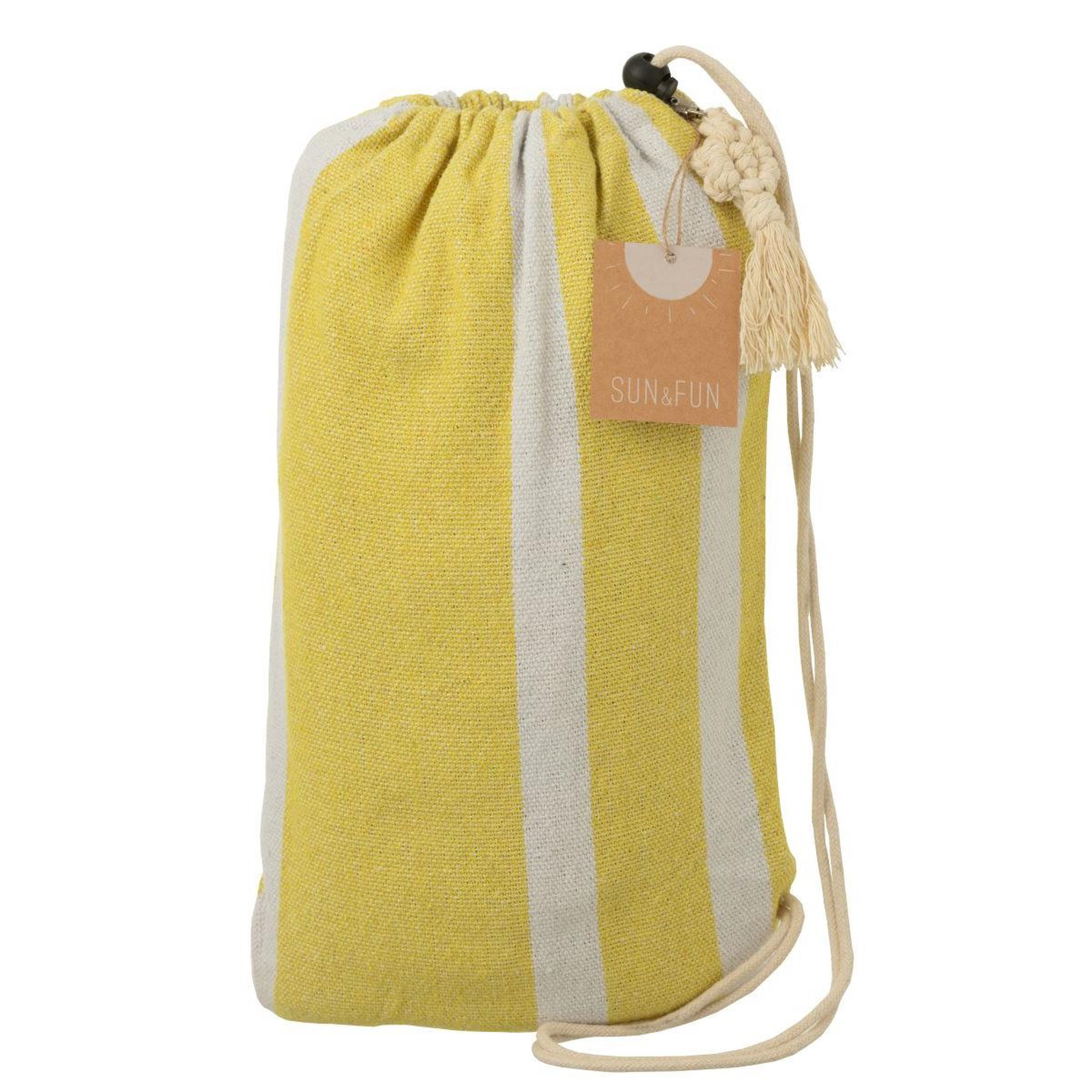 Voir la diapositive 4 : J-LINE Hamac en tissu  rayures  200cm jaune