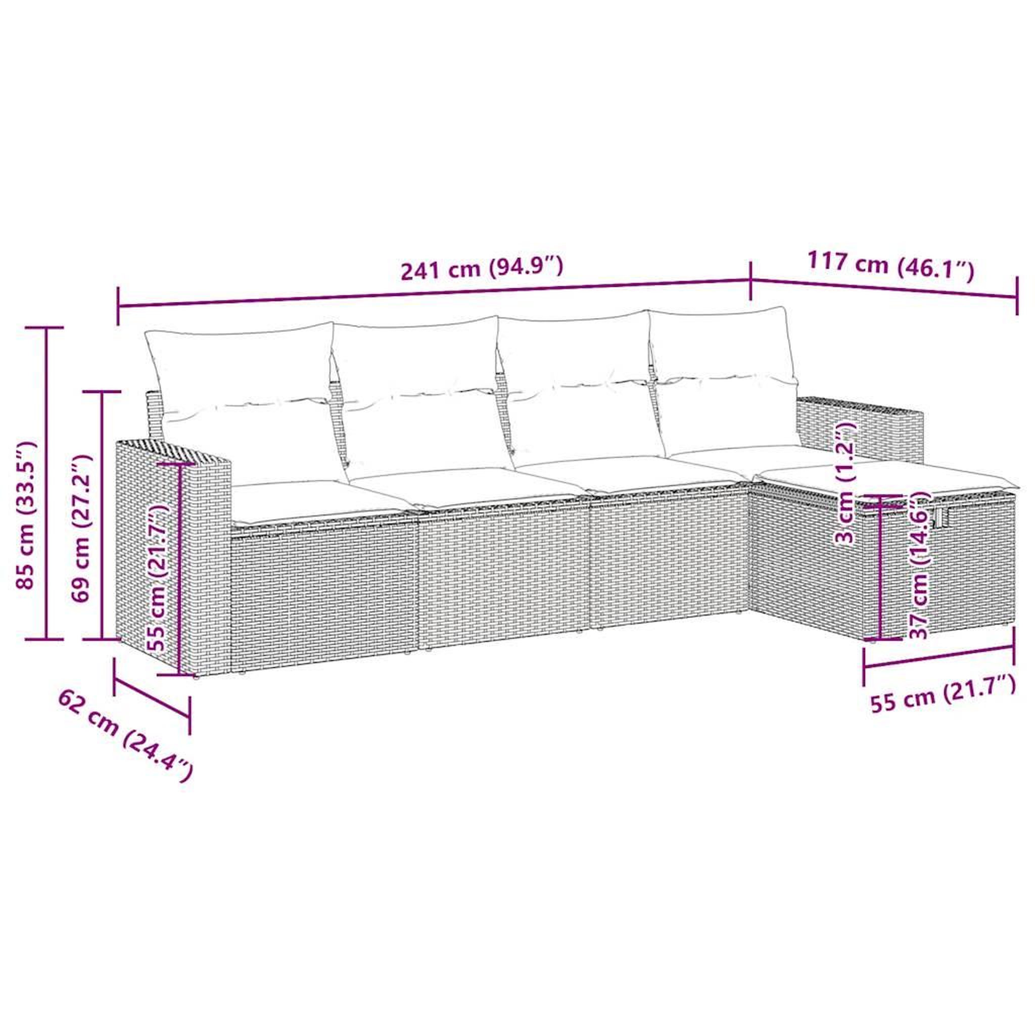 Voir la diapositive 6 : VIDAXL Salon de jardin avec coussins 5 pcs beige resine tressee