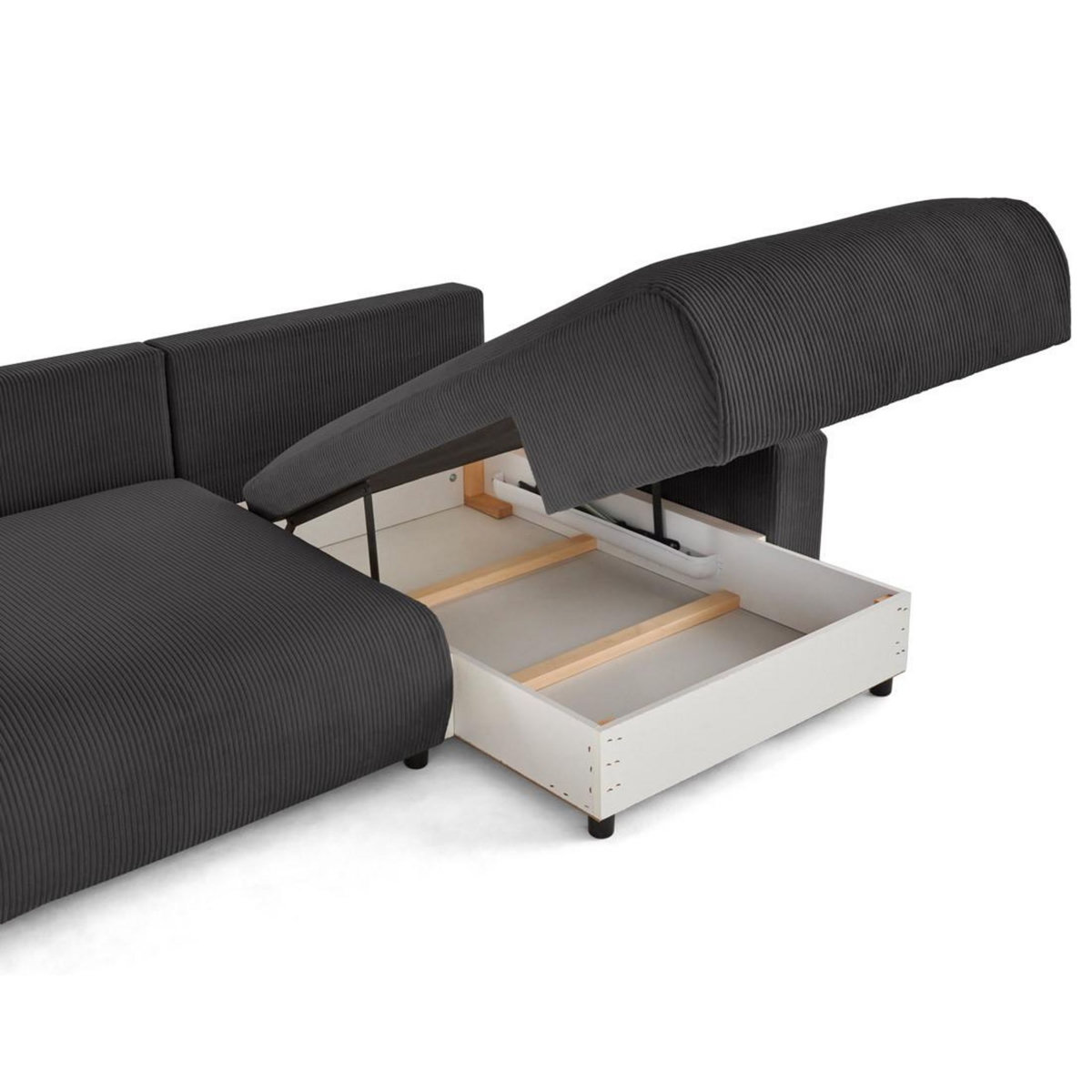 LISA DESIGN Pivoine - canapé d'angle 4 places réversible convertible avec 2 coffres en velours côtelé
