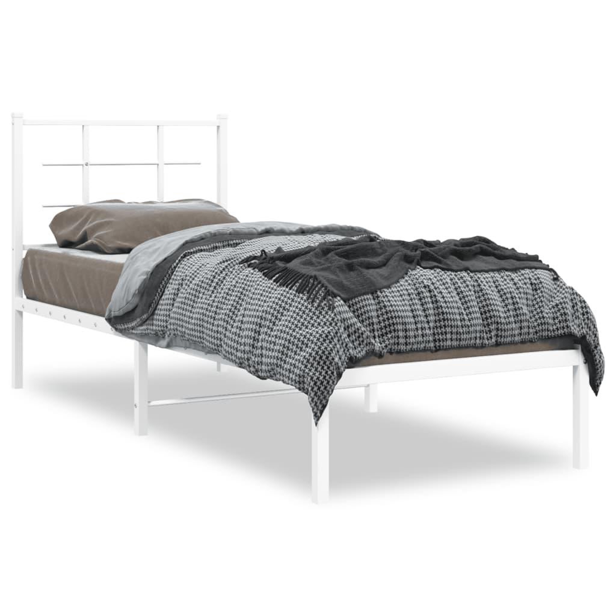 Voir la diapositive 2 : VIDAXL Cadre de lit metal sans matelas avec tete de lit blanc 80x200cm