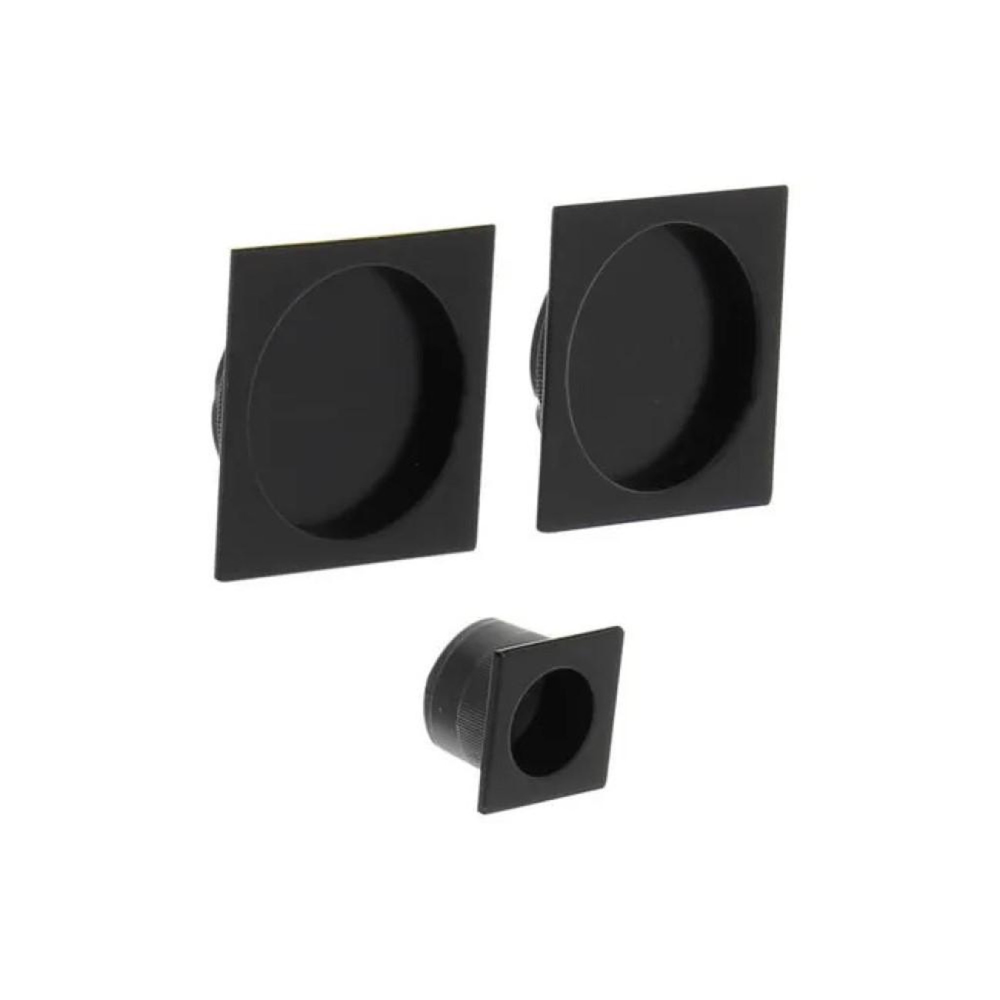 CENTRALE BRICO Kit de poignées porte coulissante carrée zamak mat, noir
