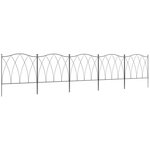 OUTSUNNY Lot de 5 clôtures de jardin décoratives en métal avec ornements - dim. totales 305L x 62H cm - noir